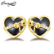 New Fashion Unusual Heart Shape With Bow Stud Earrings Bling Crystal Elegant Jewelry For Women Wedding Accessories 2020 Trend 2024 - buy cheap