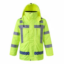 Safety Jacket Reflective Raincoat Men Waterproof Work Raincoat Men Windproof Jacket Winter Work Overall Reflective Winter Jacket 2024 - buy cheap