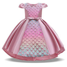 Летнее платье с блестками в виде рыбок, одежда для девочек, детские платья для девочек, детское бальное платье, вечернее и праздничное платье принцессы, карнавал 2024 - купить недорого
