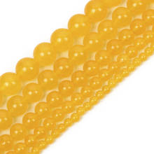 4-12 мм бусины из натурального камня Круглые Гладкие желтые камни свободные бусины для изготовления ювелирных изделий DIY Шарм браслет ожерелье ручной работы 2024 - купить недорого