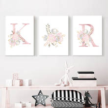 Baby Posters Personalized Girl's Name Custom Poster Nursery Prints Pink Flower Wall Art Canvas Painting Pictures Baby Room Decor 2024 - buy cheap