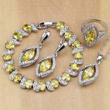 925 Sterling Silver Jewelry Yellow CZ Stones Jewelry Sets For Women Wedding Earrings/Pendant/Necklace/Rings/Bracelet 2024 - buy cheap