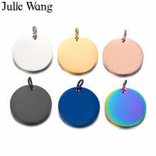 Julie Wang 3PCS 22mm Round Blank Charms Logo Tags Small Polished Stainless Steel Necklace Bracelet Jewelry Making Accessory 2024 - buy cheap