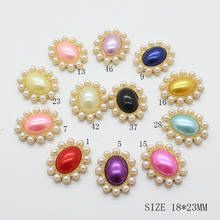 10Pc18*23mm oval metal multicolor pearl gift decoration flat back button Diy clothing accessories gold base handmade accessories 2024 - buy cheap