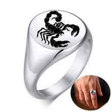 Punk Men Scorpion Ring Custom Signet Rings Engrave Name Logo For Male Women Stainless Steel Personalize Jewelry 2024 - buy cheap