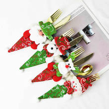 Christmas Pocket Cutlery Cover Snowman Santa Claus Fork Knife Kitchen Tablewares Holder Bags Xmas Dinner Table Decor Accessories 2024 - buy cheap