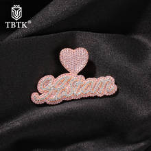 TBTK-Collar personalizado con nombre, Letra de burbuja con cierre de corazón encantador, colgante de circonia cúbica blanca y rosa, cadena de tenis, joyería de hip hop 2024 - compra barato