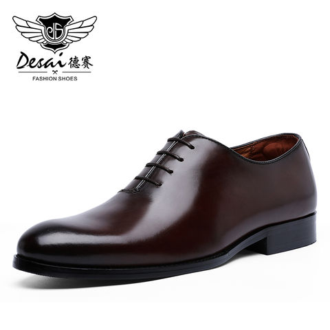 DESAI Oxford Mens Dress Shoes Formal Business Lace-up Full Grain Leather Minimalist Shoes for Men 2022 - купить недорого