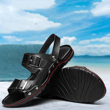 Sandalias de piel auténtica para hombre, zapatos informales cómodos, zapatillas de playa, talla grande 38-48 49 2024 - compra barato
