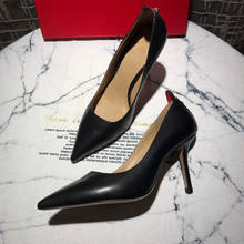 Newest Pumps Shoes Pointed High Heel Women's classic black studded leather dress pumps high heels court shoes office shoes 2024 - buy cheap