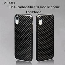 Oin чехол iPhone Xs для iPhone xsmax яркий черный матовый черный чехол из углеродного волокна iPhone 7 7 8 Plus 8 Plus X XR 2024 - купить недорого