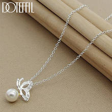 DOTEFFIL-collar de plata de ley 925 con colgante de mariposa y perla redonda, cadena de 18 pulgadas, joyería de moda para boda 2024 - compra barato