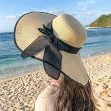 Шляпа женская Соломенная с широкими полями, складная пляжная шапка от солнца, с защитой от ультрафиолета, для путешествий, летняя 2024 - купить недорого