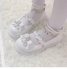 Sweet lolita shoes vintage round head thick bottom women shoes cute bowknot cross bandage kawaii shoes loli cosplay kawaii girl 2024 - buy cheap