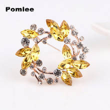 Pomlee Colorful Rhinestone Wreath Flower Brooch Pin Classic Popular Women Scarf Jewelry Pins Gorgeous Bouquet Wholesale 2024 - buy cheap