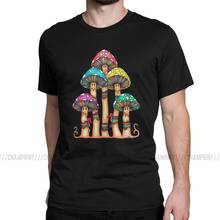 Mushroom Forest T-Shirts Men Trippy Blacklight Psychedelic Cool Pure Cotton Tees Hippie Style Short Sleeve T Shirt Plus Size Top 2024 - buy cheap