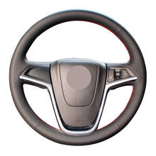 Mão-costurado couro artificial preto anti-deslizamento cobertura de volante do carro para opel astra (j) 2010-2015 ampera 2012-2015 meriva 2024 - compre barato