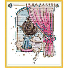 Everlasting Love Little Girl and Fat Cat  Ecological Cotton Cross Stitch Kits Counted Stamped 14CT  Holiday Gift Send Off Family 2024 - buy cheap