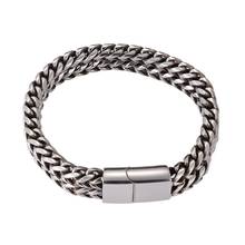 Cadena de eslabones cubanos de doble capa para hombre, pulsera de Color plateado, de acero inoxidable, estilo Hip Hop, Rock, GS0046 2024 - compra barato