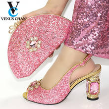 Zapatos y bolsos de diseño italiano decorados con diamantes de imitación, sandalias africanas de moda, zapatos con bolsa, color rosa, novedad 2024 - compra barato