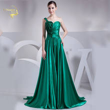 Vestido de festa 2020, novo design, cetim, zíper verde, costas, um ombro, formal, cauda longa, vestidos de noite, robe, th1u83 2024 - compre barato