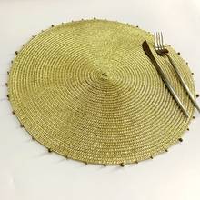 Pearl Woven Placemat Table Non-slip Mats Coffee Tea Place Mats Kitchen Decoration Christmas Gold decorated 2024 - buy cheap