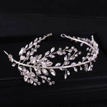 Noiva cheia de cristal coroas testa cabelo jóias flores tiara headbands cor prata noiva headpiece casamento acessórios para o cabelo 2024 - compre barato