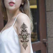 Tatuagem temporária impermeável, flor, folha preta, adesivo datura, flash, tatuagem falsa, arte corporal, tatuagens para mulheres, homens, crianças 2024 - compre barato