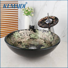KEMAIDI Single Handle Wash basin Tempered Glass Hand-Painted Bowl Tap Lavatory Bathroom Sink Bath Brass Faucets Mixer Tap Set 2024 - buy cheap