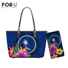 Forudesigns feminino elegante grande bolsa e bolsa chuuk tribal tropical floral impressão de luxo ombro sac lady bolsa femme 2024 - compre barato