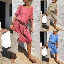 Dresses For Women 2021 Women Cotton Autumn Long Sleeve Long Party Beach Casual Dress Plus Size 2024 - buy cheap