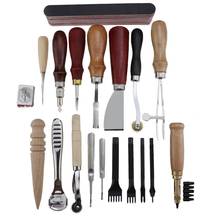 19pcs Leather Sewing Tools kit edge grooves & creaser beveler, skiving knife, awl, punch, Stamping Set DIY leathercraft project 2024 - buy cheap