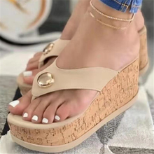 2021 New Casual Clip Toe Flip Flops Women Summer Comfort Circle Decoration Wedges Sandals Female Open Toe Outdoor Beach Slippers 2024 - buy cheap