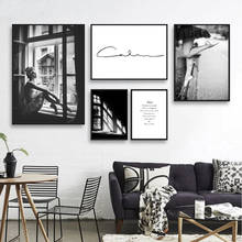 Pintura de parede minimalista para balé feminino, arte de parede em preto e branco, pintura decorativa, quadros de pintura, impressões em tela para poster de quarto 2024 - compre barato
