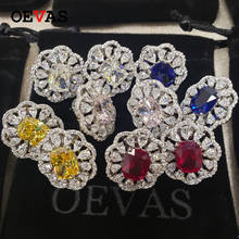 OEVAS Sparkling Topaz Sapphire Ruby Created Moissanite High Carbon Diamond Stud Earrings 100% 925 Sterling Silver Fine Jewelry 2024 - buy cheap