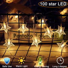 Cordão de luzes com estrelas de led, 10m, plugue ue/eua, árvore de natal, guirlandas de fadas, luz para ar livre, para festa de natal, decoração de ano novo 2024 - compre barato