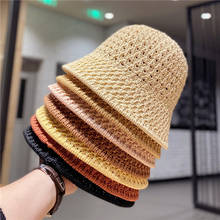 Sombreros de cubo de moda para mujer, gorra de paja suave de verano para mujer, protector solar para playa y calle al aire libre, sombrero de cubo Panamá 2024 - compra barato