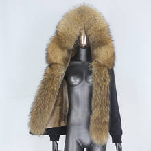 CXFS-Parka Bomber impermeable para mujer, abrigo Natural de piel de mapache y zorro con capucha, chaqueta de invierno, abrigo grueso y cálido extraíble, 2021 2024 - compra barato