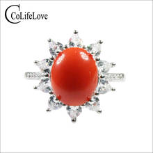 CoLife Jewelry Classic 925 Silver Coral Ring for Daily Wear 9*11mm Real Coral Silver Ring Real Italian Red Coral Silver Jewelry 2024 - buy cheap
