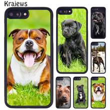 Krajews Staffordshire Bull Terrier papá, primer día daddys, perro caso para iPhone X XR XS 11 Pro MAX 5 se 6 6S 7 7 8 Plus, Samsung Galaxy S7 Edge S8 S9 S10 2024 - compra barato