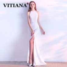 VITIANA Women Sexy Party Long Dress Female Halter Sleeveless Elegant Bodycon Dresses Host Trumpet Femme Noble Banquet Vestidos 2024 - buy cheap