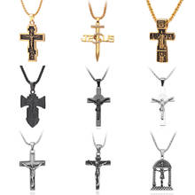 Pendant Necklace Christian Orthodox Crucifix Necklace Jesus Russian Cross Prayer INRI Crucifix Choker For Men Women Gift Jewelry 2024 - buy cheap