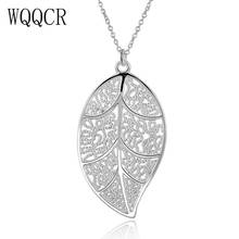 WQQCR New Leaf Plant Shape Necklace Silver Jewelry 925 Silver Sliding Pendant Necklace Ladies Holiday Gift 2024 - buy cheap