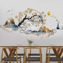 Ginkgo Tree Home Decor Art Chinese Style Ink Painting Landscape Wall Sticker Vinyl Wall Decal Mural Living Room Decor Wallpaper 2024 - buy cheap