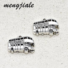 10 pçs prata antiga londres ônibus encantos liga de metal carro pingentes para diy jóias acessórios fazendo 25*19mm 2024 - compre barato