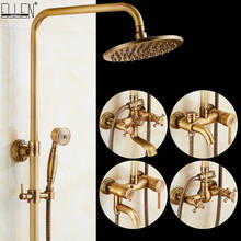 Conjunto de chuveiro clássico com misturador de cobre el4000, conjunto de luxuoso com torneira antiga de bronze para banheira, chuveiro de mão montado na parede 2024 - compre barato