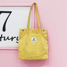Женская Вельветовая хозяйственная сумка, Женская тканевая сумка через плечо, Экологичная сумка для хранения, многоразовая складная сумка из эко-продуктов 2024 - купить недорого