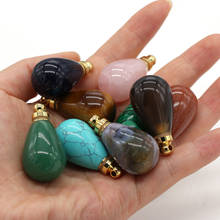 Natural Stone Perfume Bottle Pendant Round Drop Shaped Semi-precious Pendant For Jewelry Making Charms DIY Necklace Accessory 2024 - buy cheap
