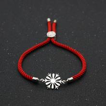 Pulsera de cuerda ajustable Simple para mujer y niña, brazalete de acero inoxidable con copo de nieve, pulsera de la amistad de la suerte, joyería para parejas 2024 - compra barato