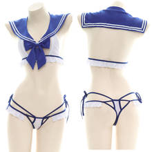 Wholesale Japanese Cosplay Open Chest Bow Pajamas Sailor Suit Women's Private JK Uniform Tube Tops&Panties Sexy Lingerie Set 2024 - buy cheap